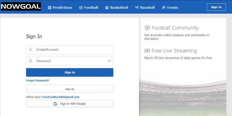 Đăng nhập tài khoản Nowgoal Đăng nhập tài khoản Nowgoal